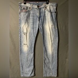 True Religion Ricky Super T Jeans Mens Size 40 Thick Stitch Made in USA*